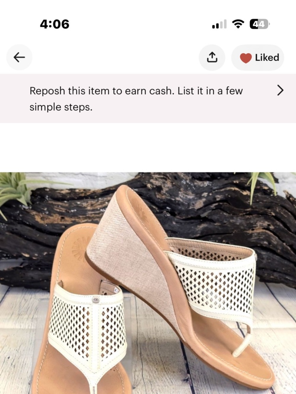 UGG Solena Laser Cut Leather Wedge Sandals